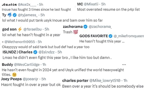 Screenshot of fan reactions to Crawford winning the ESPY for Best Boxer