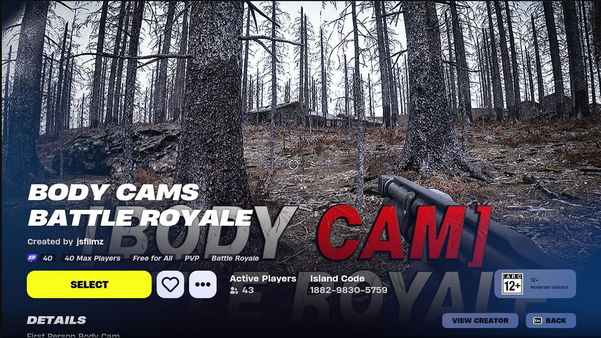 The Body Cams Battle Royale map in-game (Image via Epic Games)