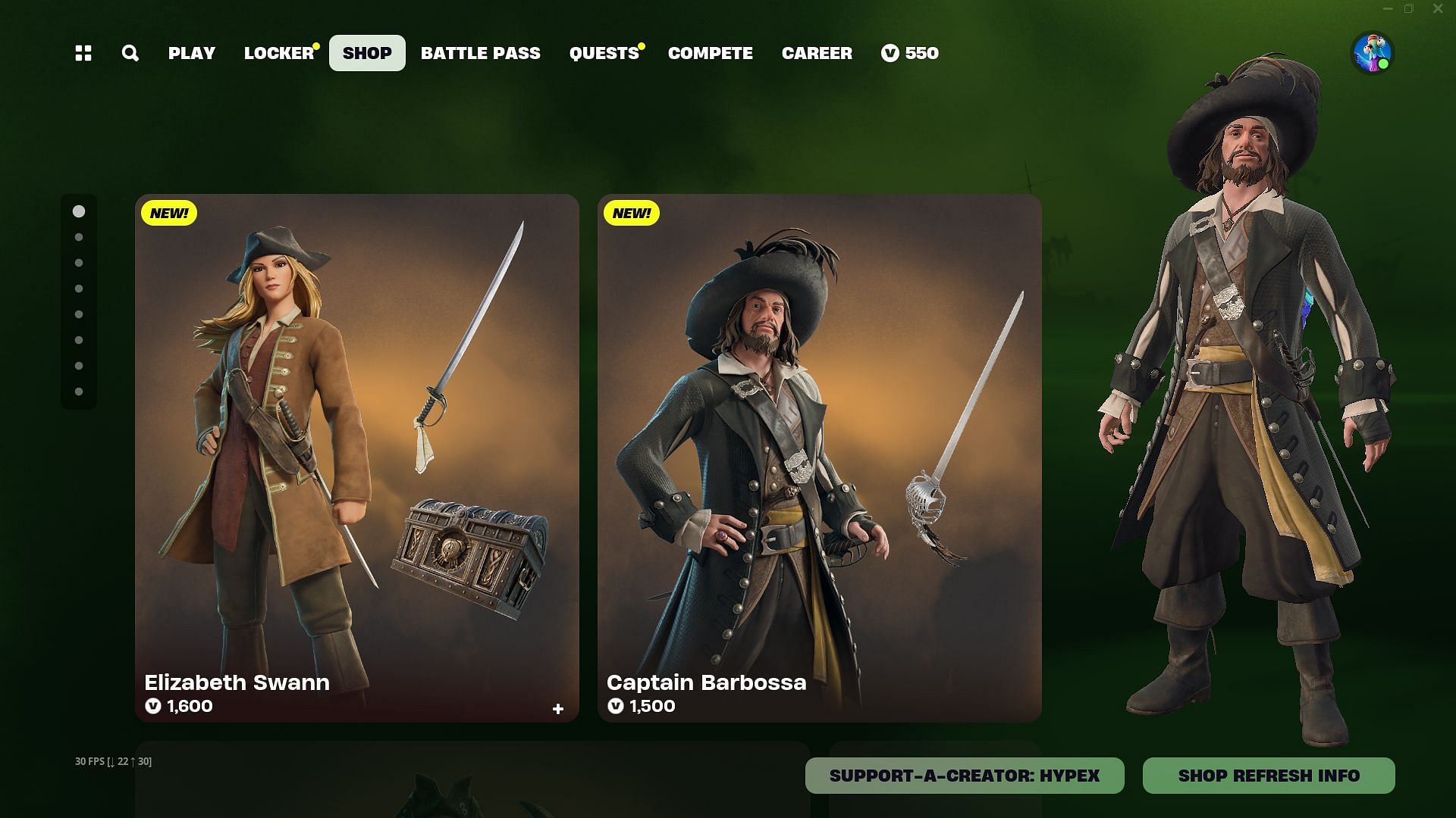 You can purchase the Pirates of the Caribbean skins in Fortnite separately (Image via Epic Games)