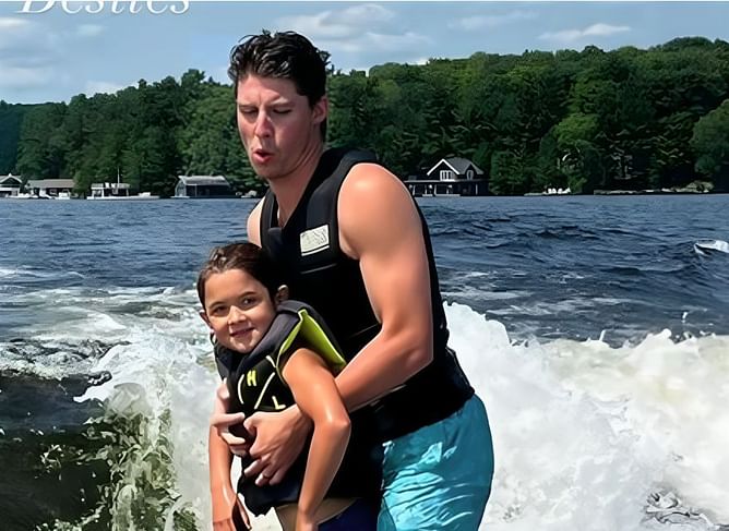 In Photo: $65.4 million Mitch Marner hits the waves for wake surfing with his cute little bestie