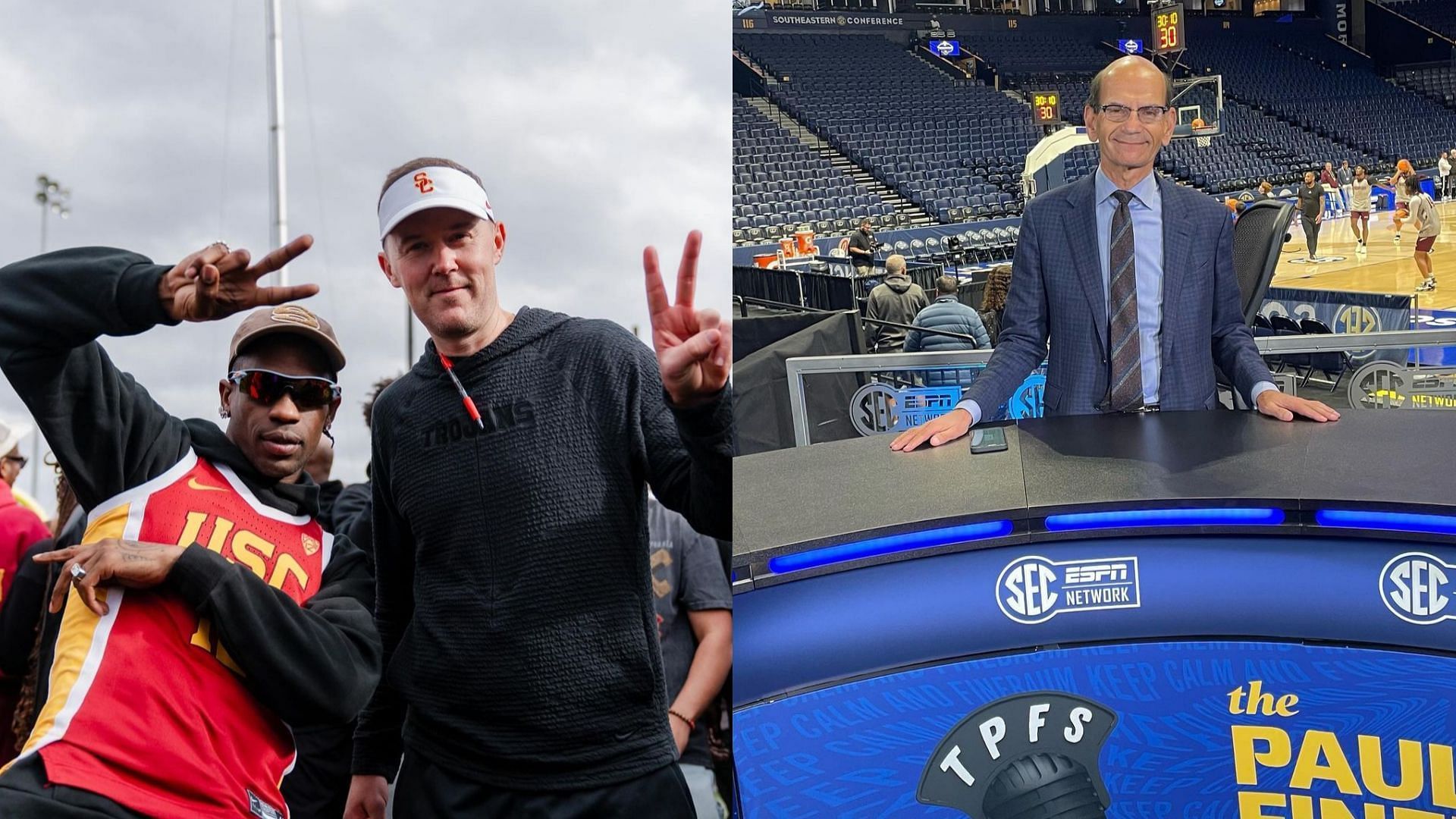 USC coach Lincoln Riley and analyst Paul Finebaum