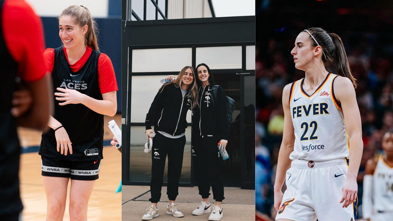 Indiana Fever rookie Caitlin Clark has high praise for her best friend Las Vegas Aces guard Kate Martin ahead of their rematch on Tuesday. [photo: Martin IG, Clark IG, Aces IG]