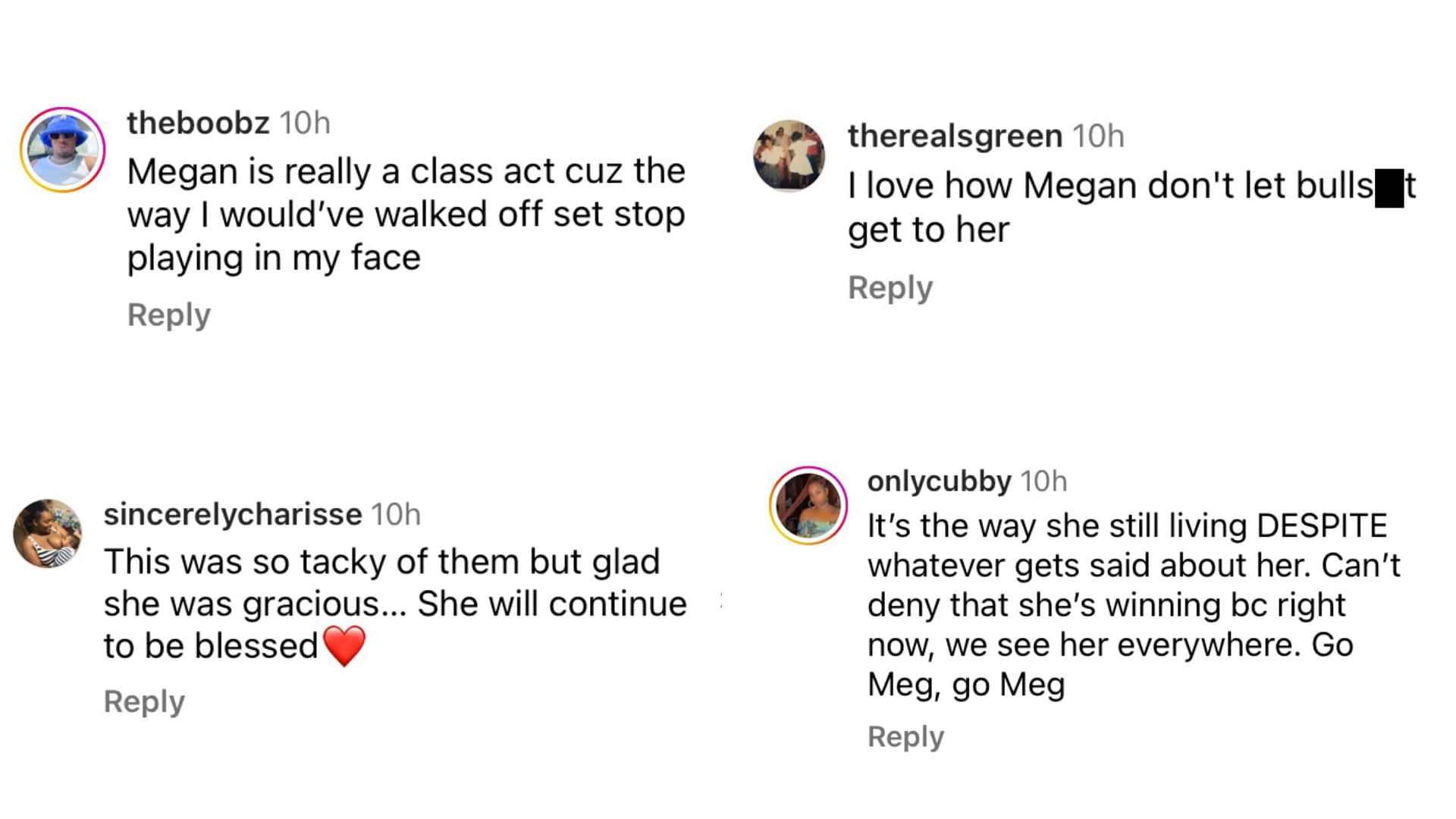 Comments on Harvey&#039;s question to Megan Thee Stallion (Image via @theneighborhoodtalk/Instagram)