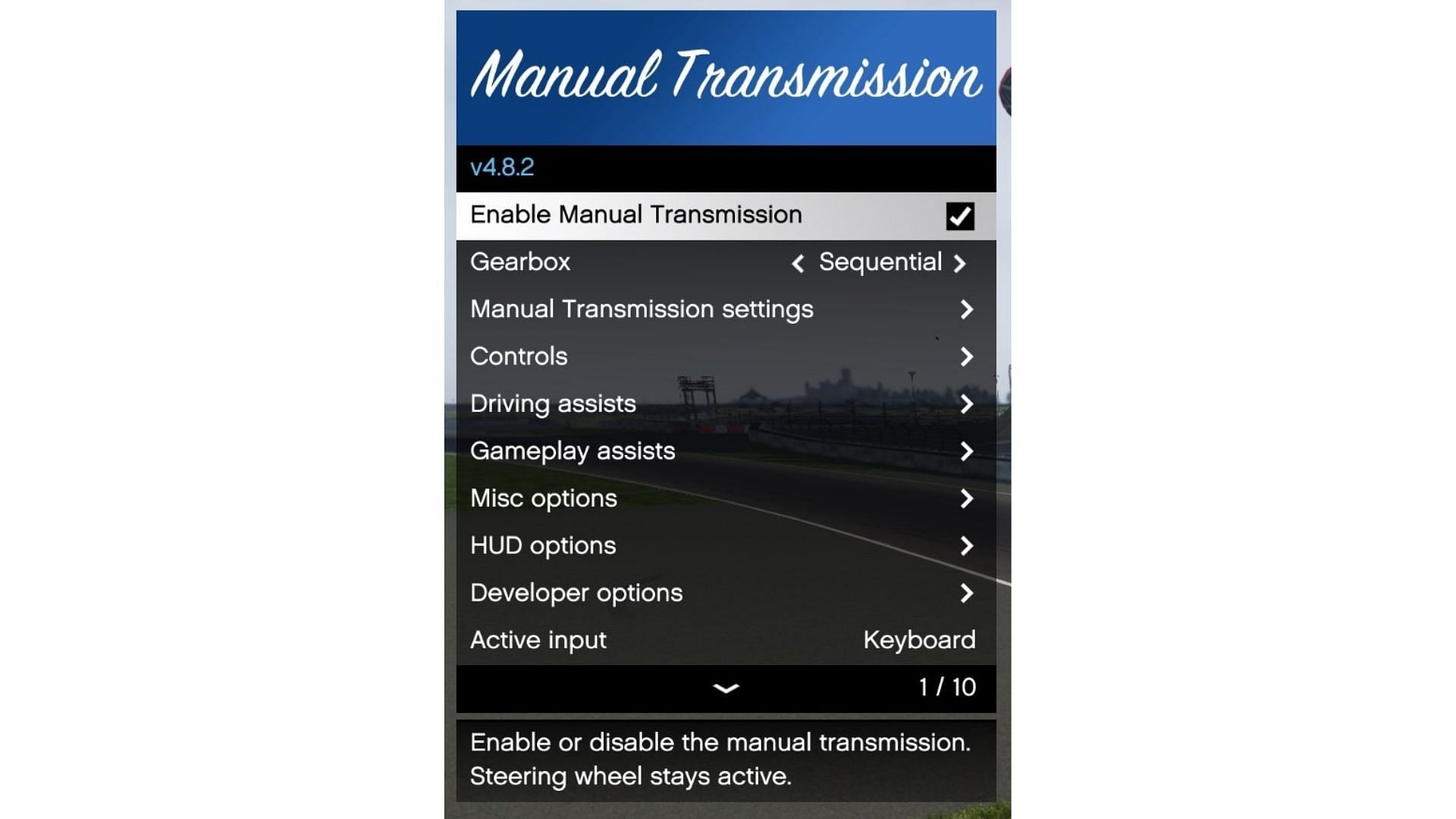 The Manual Transmission settings (Image via ikt)