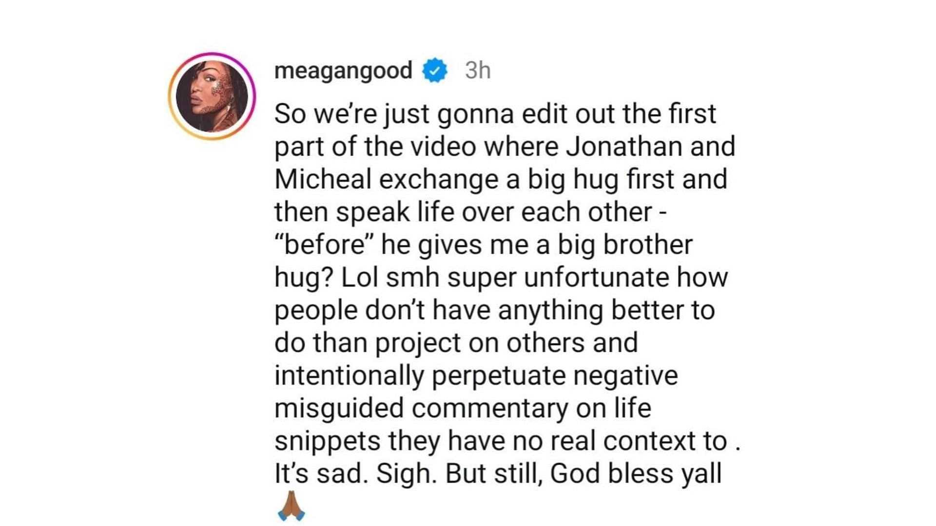 Meagan Good issues a statement. (Image via Instagram/ @meagangood)