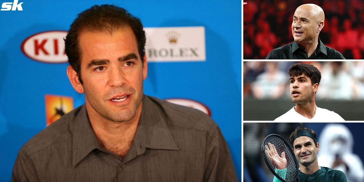 Pete Sampras, Andre Agassi, Carlos Alcaraz and Roger Federer (Source: Getty)