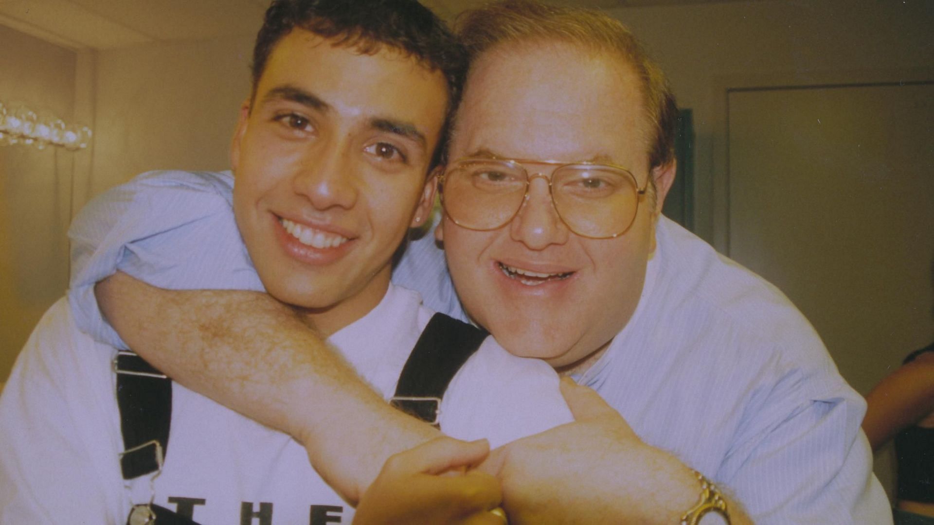 Lou Pearlman (right) with Howie Dorough of The Backstreet Boys (image via Netflix)