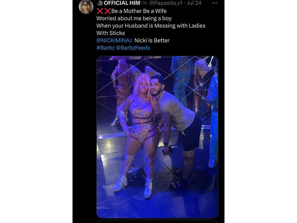 A screenshot of the tweet by the alleged Nicki Minaj fan (Image via X/@Papasito_v1)