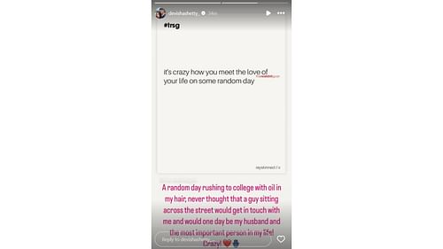 Screenshot of Devisha's Instagram Story