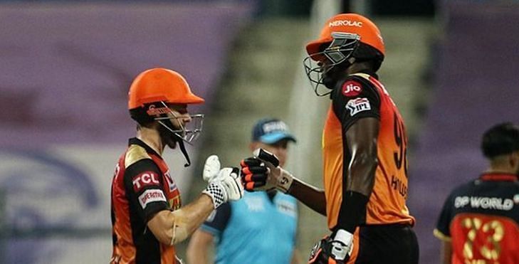 Jason Holder with Kane Williamson in the IPL 2020 Eliminator (Image Credits: Jason Holder&#039;s Instagram)