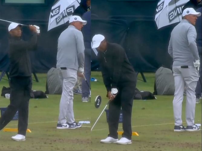 WATCH: Tiger Woods and Phil Mickelson spotted practicing side by side on the range at Royal Troon