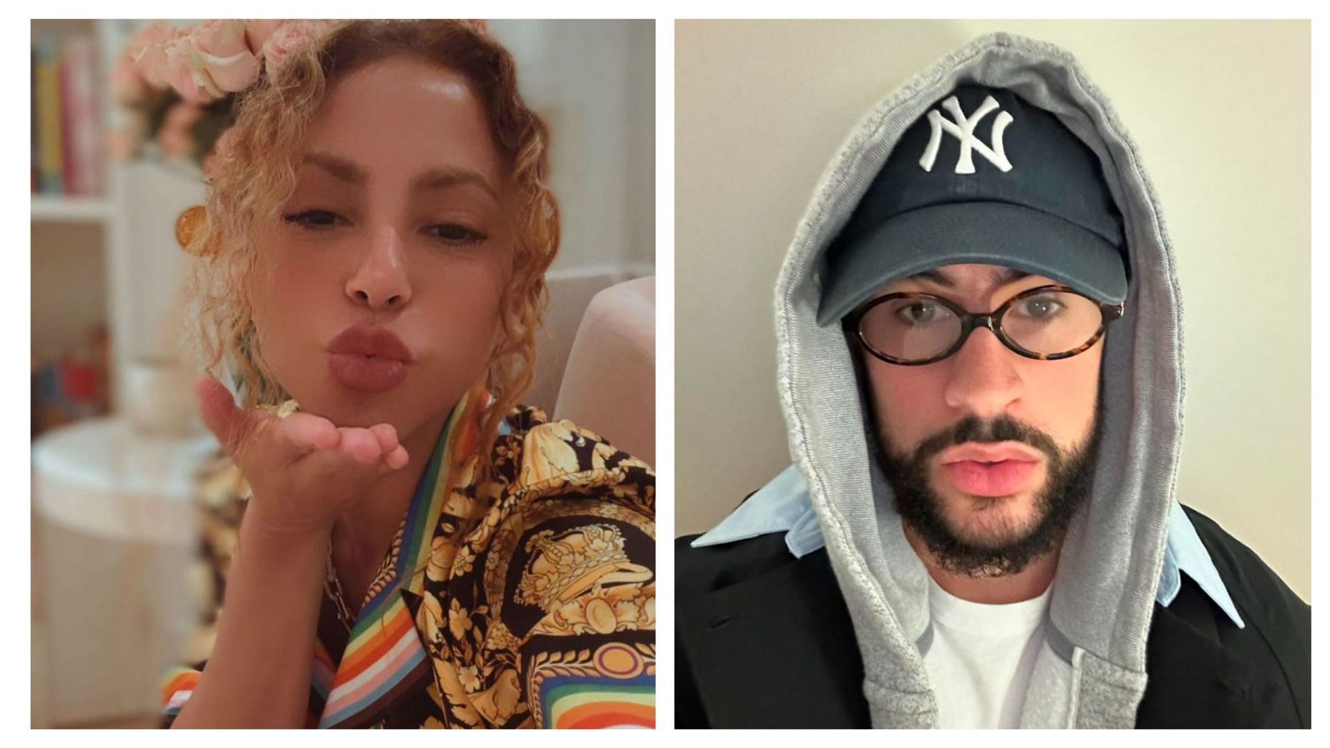 Is Bad Bunny more popular than Shakira? (Image via Instagram/ @shakira, @badbunnypr)