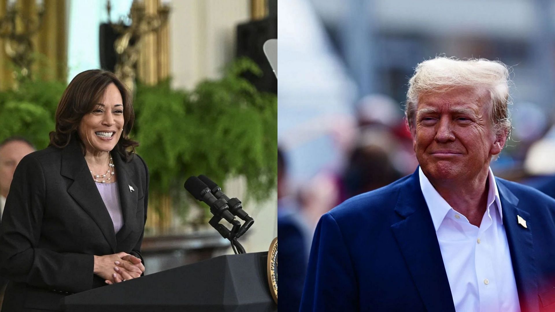 Donald Trump and Kamala Harris dancing on Soul Train videos are fake (Photo by Celal Gunes/Anadolu Agency and Mario Renzi - Formula 1/Formula 1 via Getty Images)