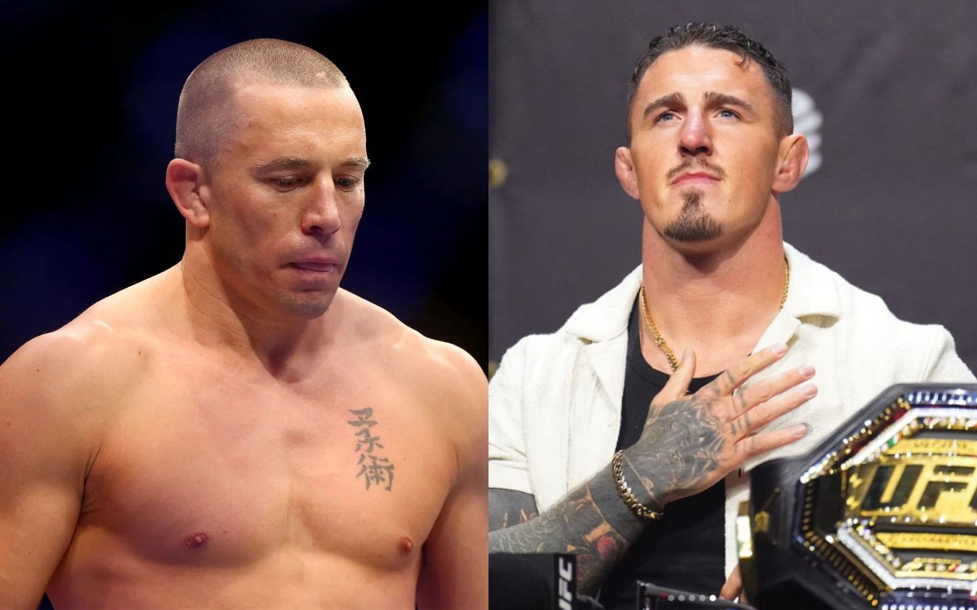 Tom Aspinall (right) likened to a &quot;heavyweight&quot; Georges St. Pierre (left) by former UFC champion [Images courtesy: Getty Images and @tomaspinallofficial on Instagram]