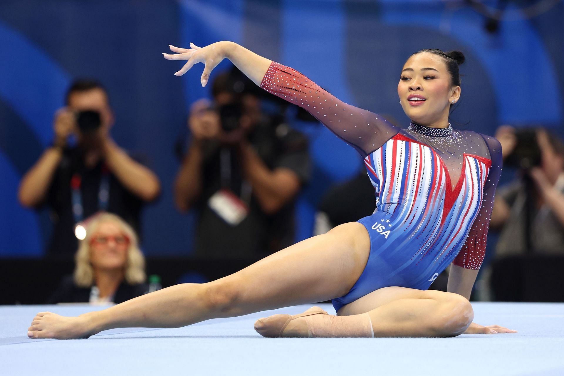 Suni Lee competes in the floor exercise at the 2024 U.S. Olympic Team Gymnastics Trials at Target Center in Minneapolis, Minnesota. (Photo by Getty Images)