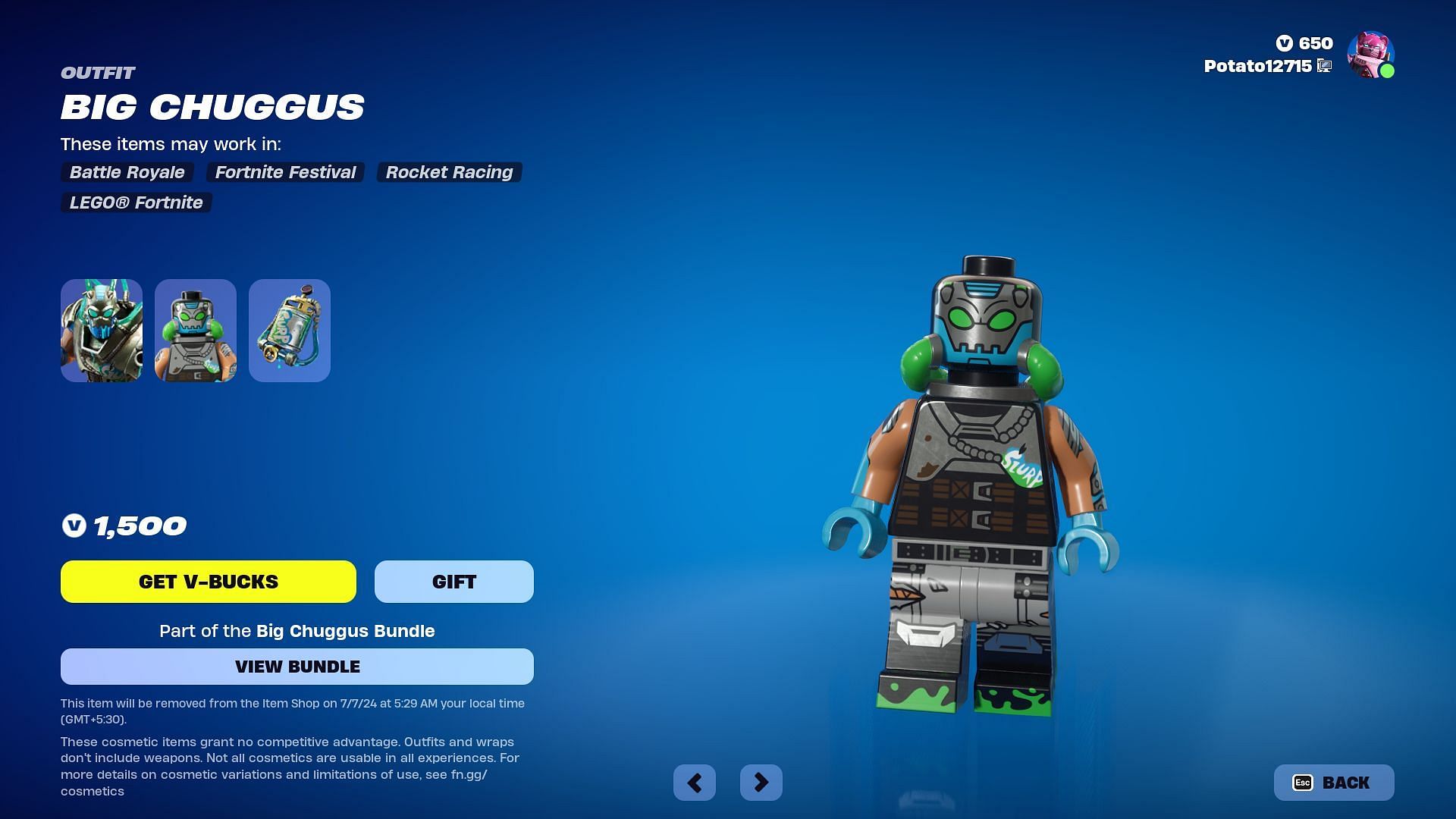 You can purchase the Big Chuggus skin separately (Image via Epic Games)