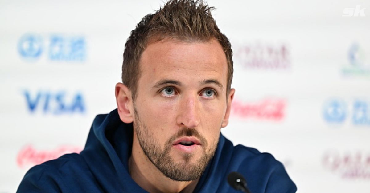 England captain Harry Kane looks on.