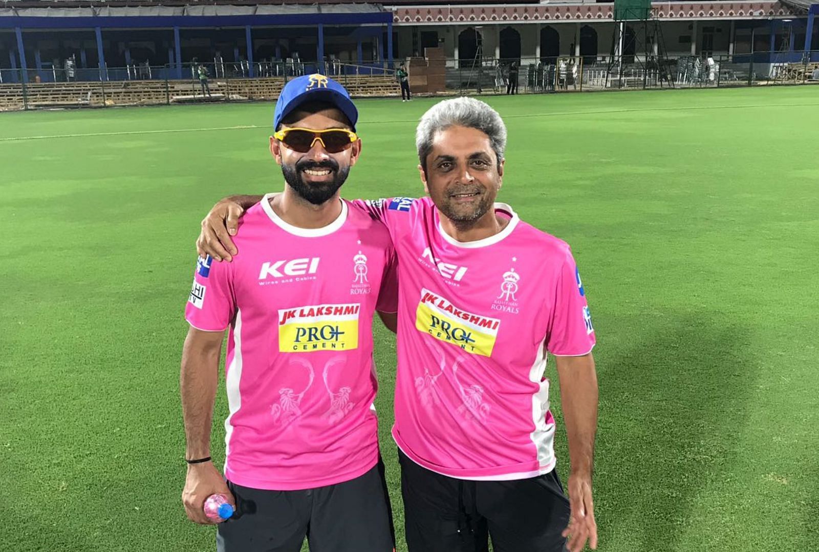 Zubin Bharucha (R) alongside former RR player Ajinkya Rahane in 2018. (PC: Rajashthan Royals)