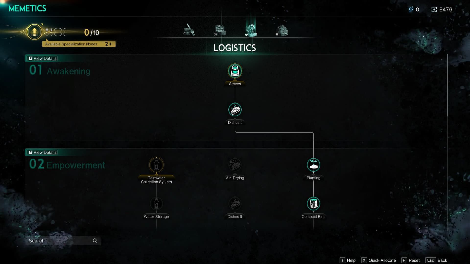 The Planting node in the Logistics tech tree (Image via Starry Studio)