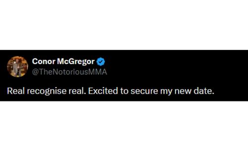 McGregor's tweet regarding Pereira [Image courtesy: @TheNotoriousMMA - X]