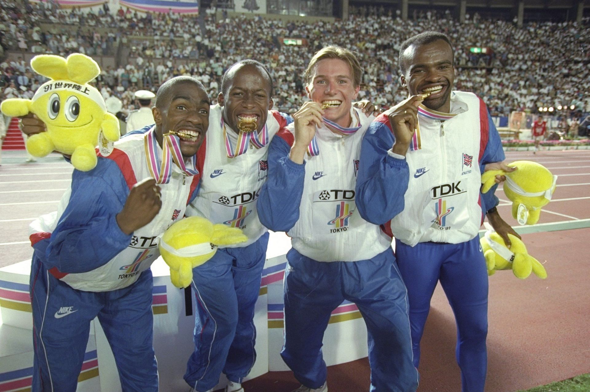 Derek Redmond [Extreme Left], who won more than just an Olympic medal [Image Source: Getty]