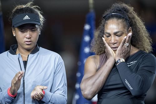 Naomi Osaka and Serena Williams at the 2018 US Open (Source: Getty)