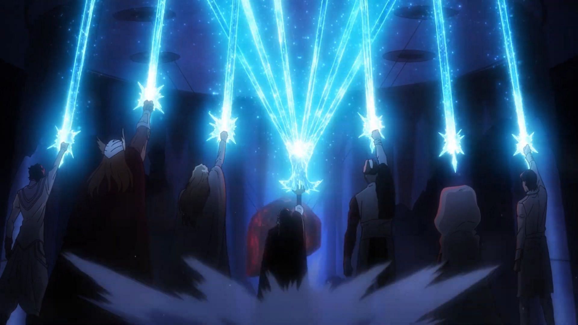 Yhwach and the Sternritters, as seen in Bleach TYBW part 3 trailer (Image via Pierrot Films)