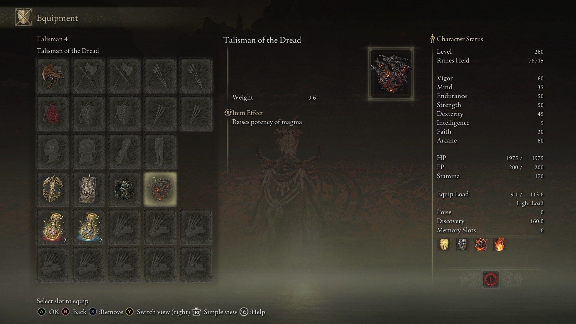 The Talisman of the Dread is a very important part of this build (Image via FromSoftware)