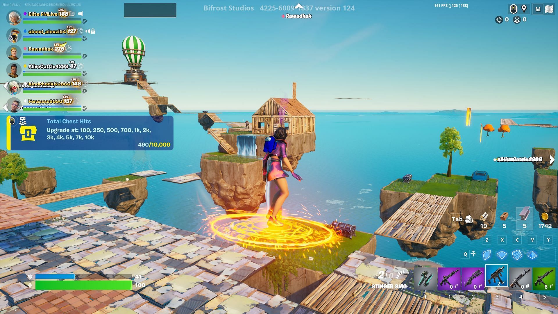 Bridge the gaps between the different islands to complete the sky base (Image via Epic Games)