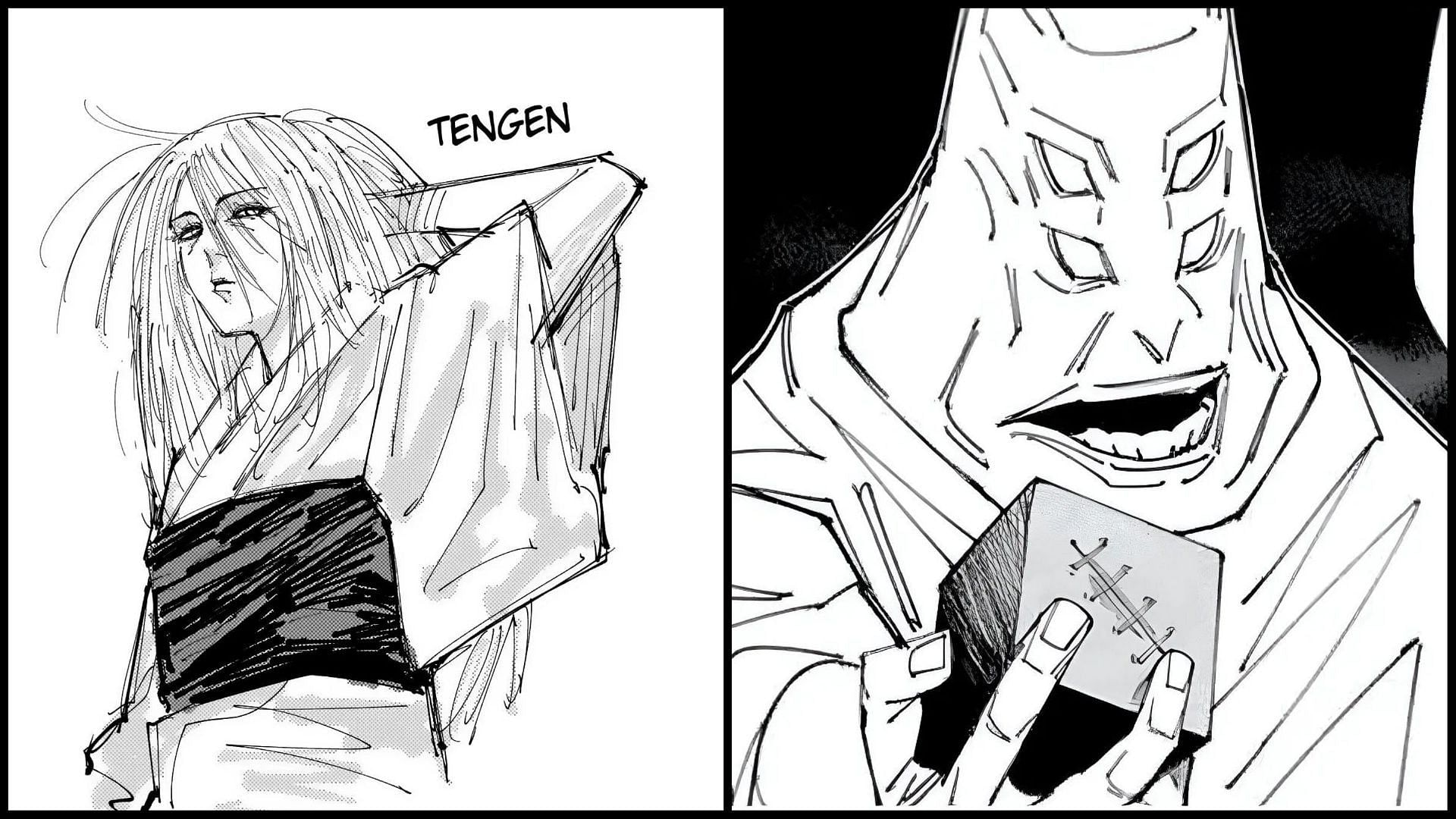 Tengen&#039;s human (left) and contemporary (right) forms (Images via Shueisha)