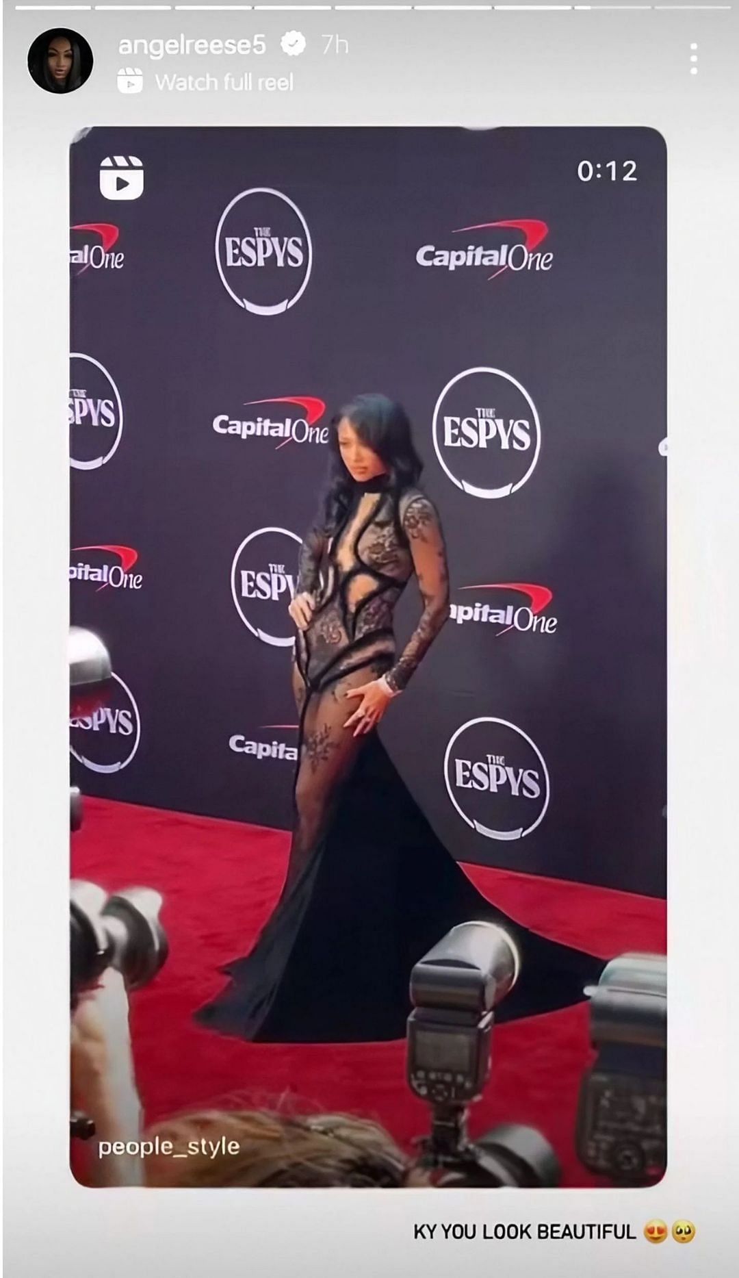 Reese praises Gondrezick&#039;s look at the ESPYs (Image credit: Angel Reese IG)