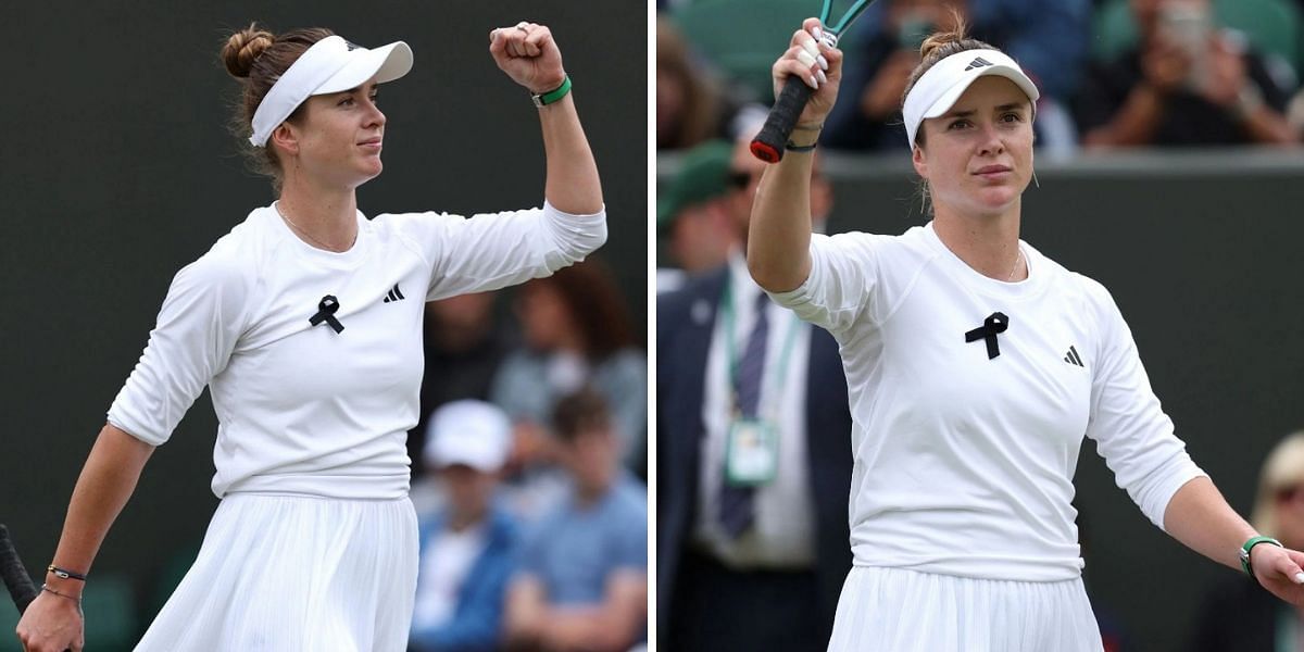 Elina Svitolina dons a black ribbon at Wimbledon (image source: GETTY)