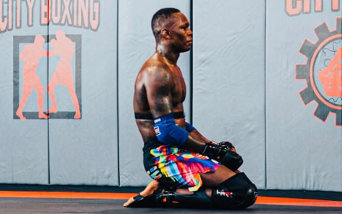 In Photos: Israel Adesanya looks focused as he trains and spars with "finish line" in his sights