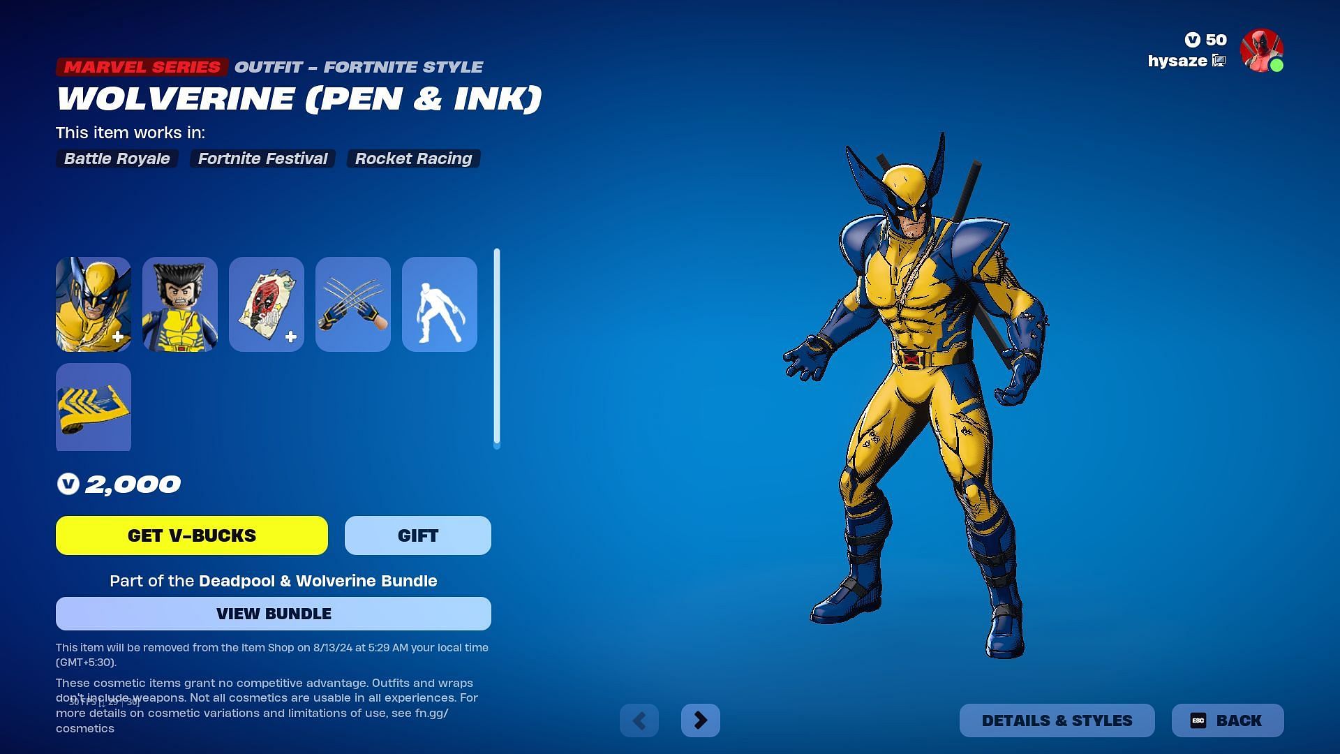 You can purchase the Wolverine (Pen &amp; Ink) skin in Fortnite (Image via Epic Games)