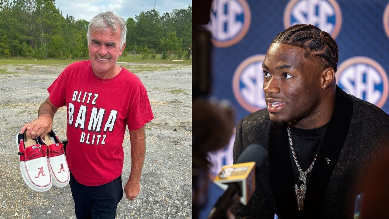 Alabama superfan Roll Tide Willie grooves with Jalen Milroe at barber ...