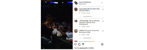 Screenshot of Mia Yim's comment on a Nia Jax video (Photo Credit: WWE on Instagram)