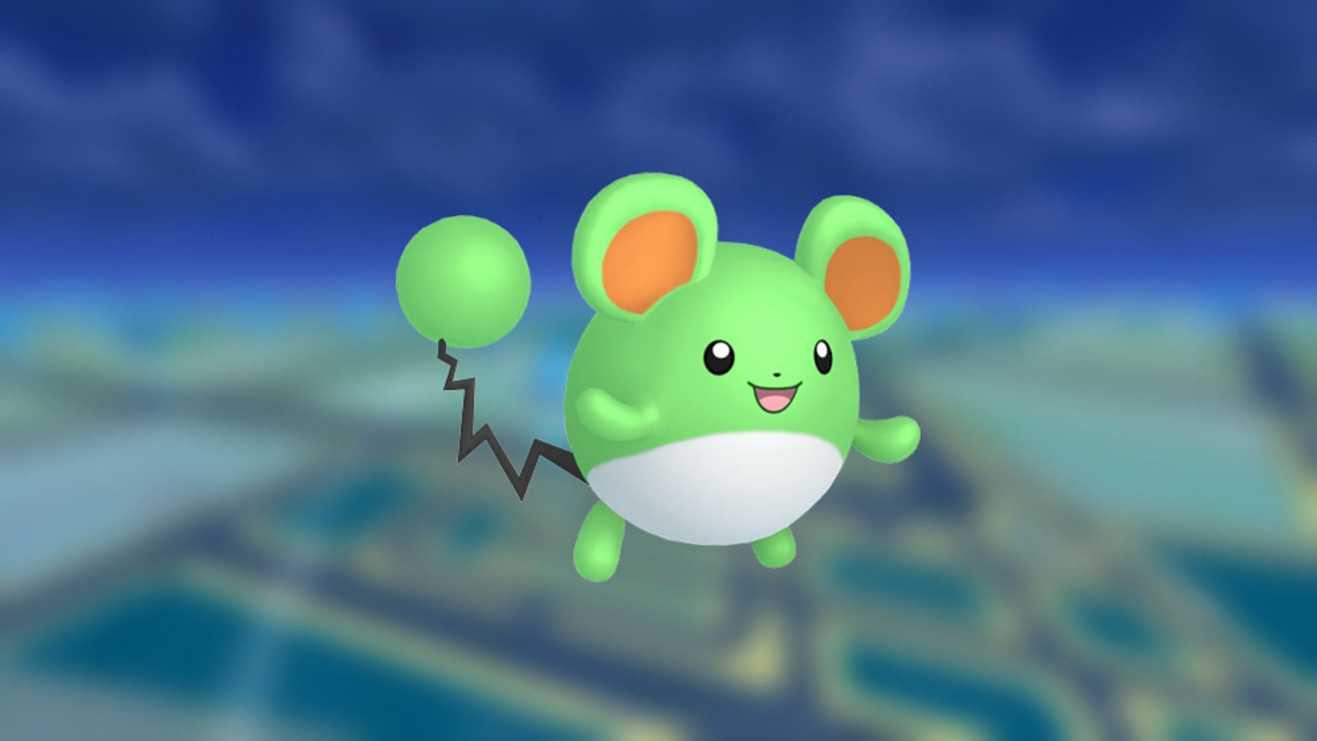 Marill&#039;s cute design goes well with the bright green of its shiny variant&#039;s main color (Image via The Pokemon Company)