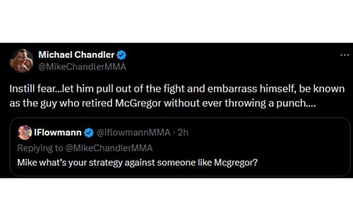 Chandler's tweet regarding McGregor [Image courtesy: @MikeChandlerMMA - X]