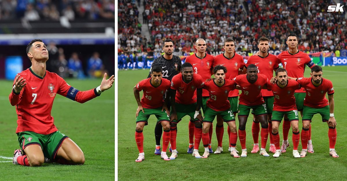 Joao Palhinha salutes Portugal reaction after missed penalty in win over Slovenia.