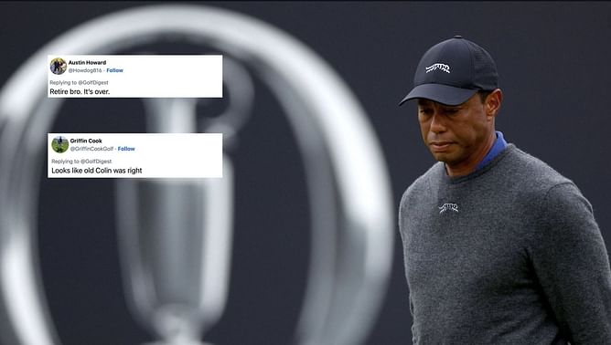 Looks like old Colin was right","Retire bro" - Fans react as Tiger Woods shoots +8 at Open Championship