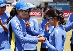[In Pictures] Tanuja Kanwar receives her debut cap from Renuka Singh ahead of the IND-W vs UAE-W Asia Cup match