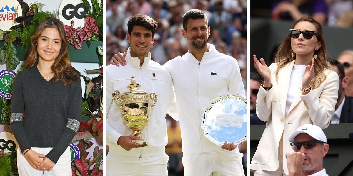 (Left to Right) Emma Raducanu, Carlos Alcaraz, Novak Djokovic, Jelena Djokovic (Source: Getty Images)