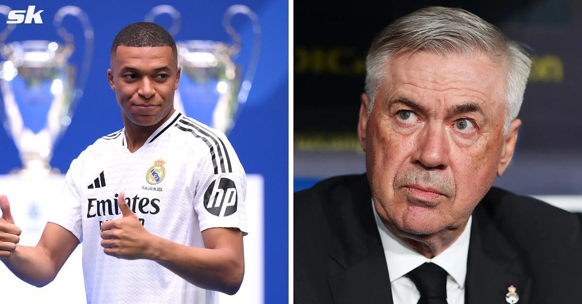 Real Madrid striker Kylian Mbappe (left) and manager Carlo Ancelotti