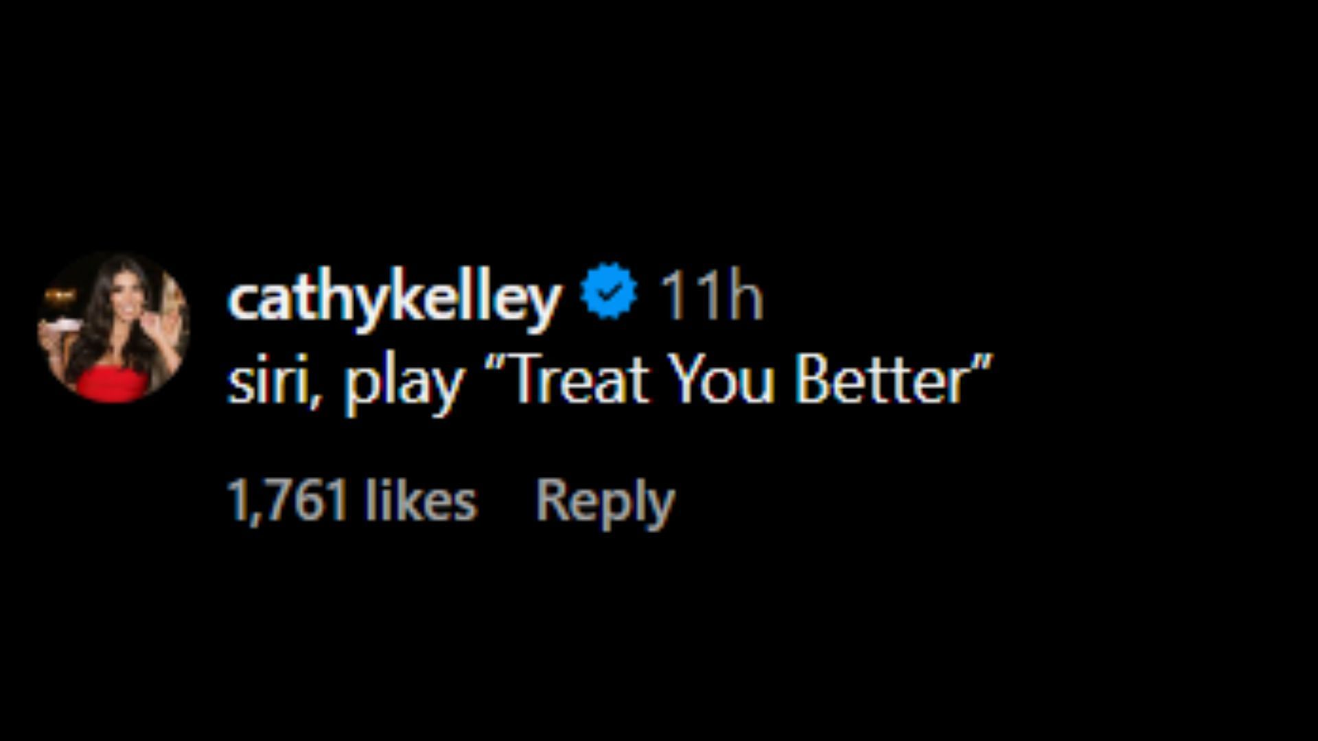 Screenshot of Cathy Kelley&#039;s comment on Rhea Ripley&#039;s Instagram post. [Image credits: Rhea&#039;s official Instagram handle]