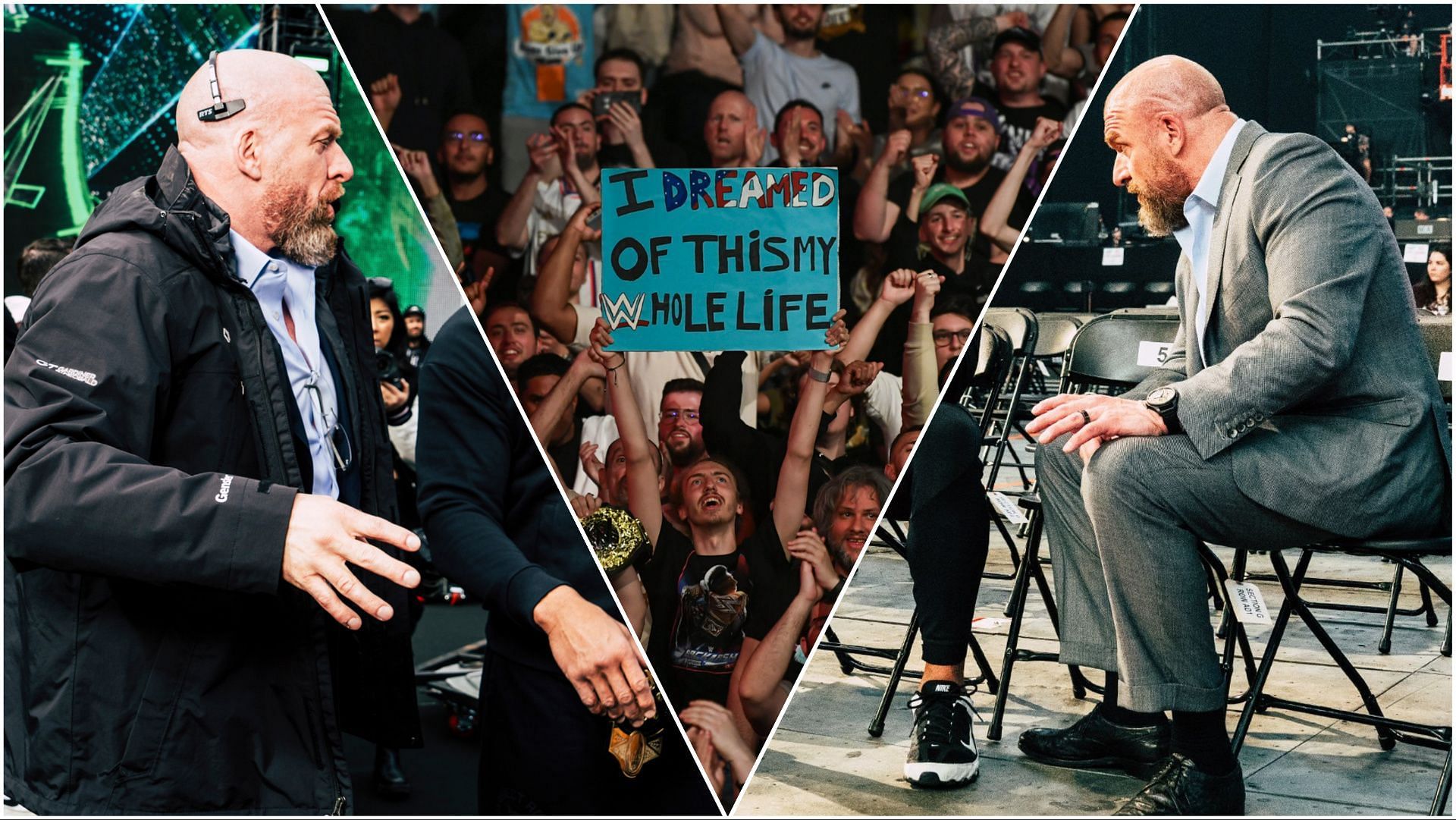Triple H in his role as Chief Content Officer, the WWE Universe at SmackDown