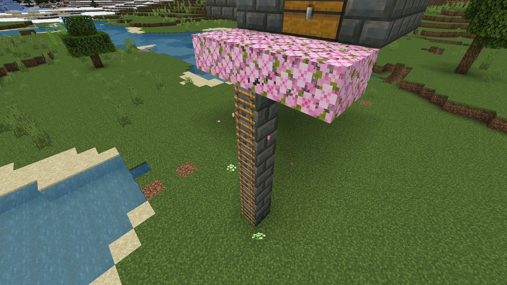 The platform and ladder up to the collection chest (Image via Mojang)