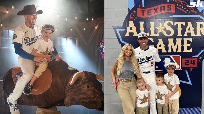 Freddie Freeman's son Charlie enjoys bull riding with dad, becomes 'towel boy' at MLB Home Run Derby