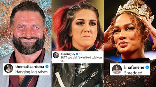 WWE Superstars react as Chad Gable breaks silence [Image credit: Matt Cardona's Instagram and WWE.com, Screengrab from Gable post's comments section]