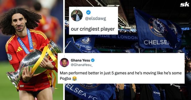 “Our cringiest player”, “Moving like he’s Pogba” - Fans react to Chelsea star Marc Cucurella’s new hair after Euro 2024 triumph