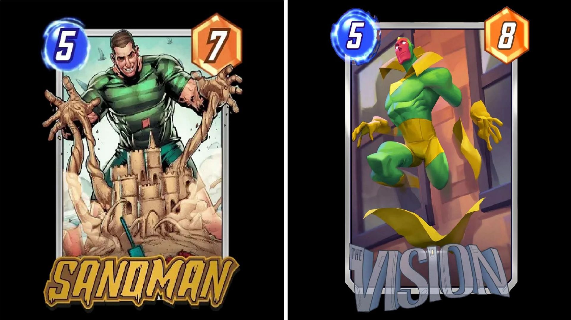 Sandman and Vision are both on the A-tier in the current Series 2 card&#039;s tier list (Image via Nuverse)